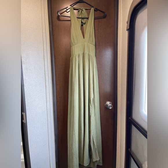 Abercrombie and Fitch Halter Maxi Dress Olive Green XXS - Picture 2 of 7